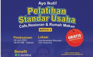 Disbudpar Kota Tangerang Buka Pelatihan Standar Usaha Kafe, Restoran dan Rumah Makan