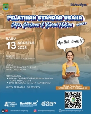 Pemkot Tangerang Buka Pendaftaran Pelatihan Standar Usaha Gratis Bagi Cafe, Restoran dan Rumah Makan